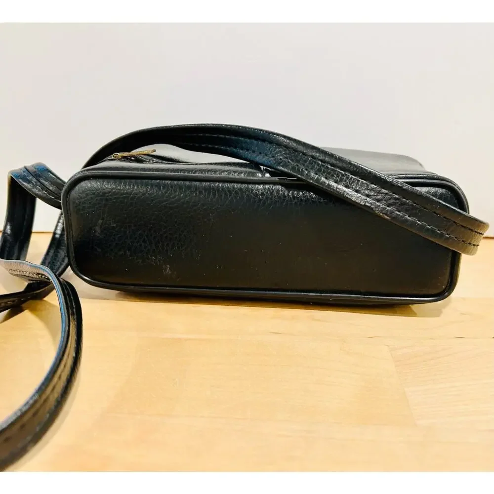 Vintage Kodak Camera Bag Black Faux Leather Crossbody Case Small Retro